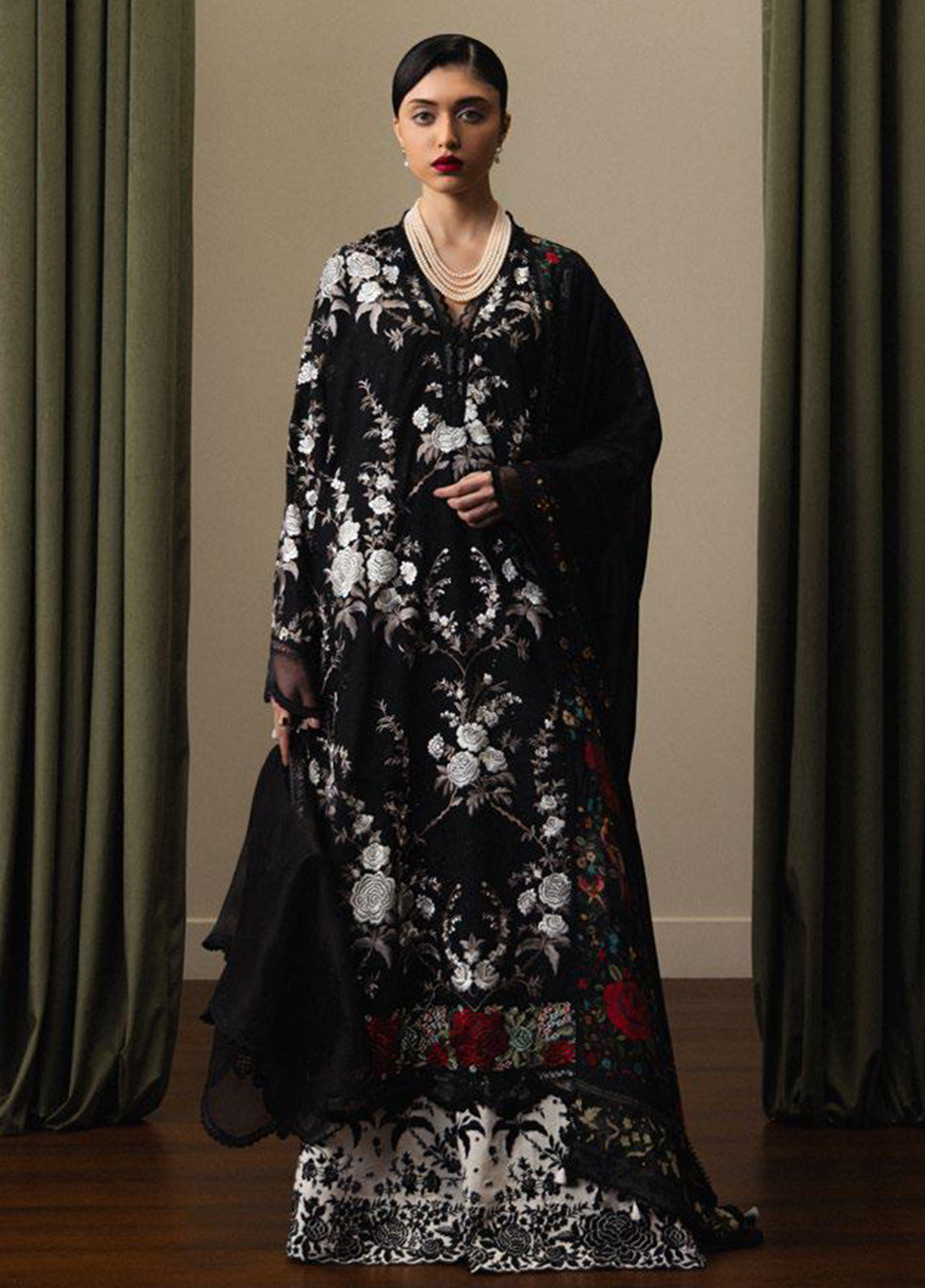 Satori By Zara Shahjahan Luxury Embrodiered Lawn 3 Piece Unstitched Suit CZS26SS&L D-10 TAKUMI