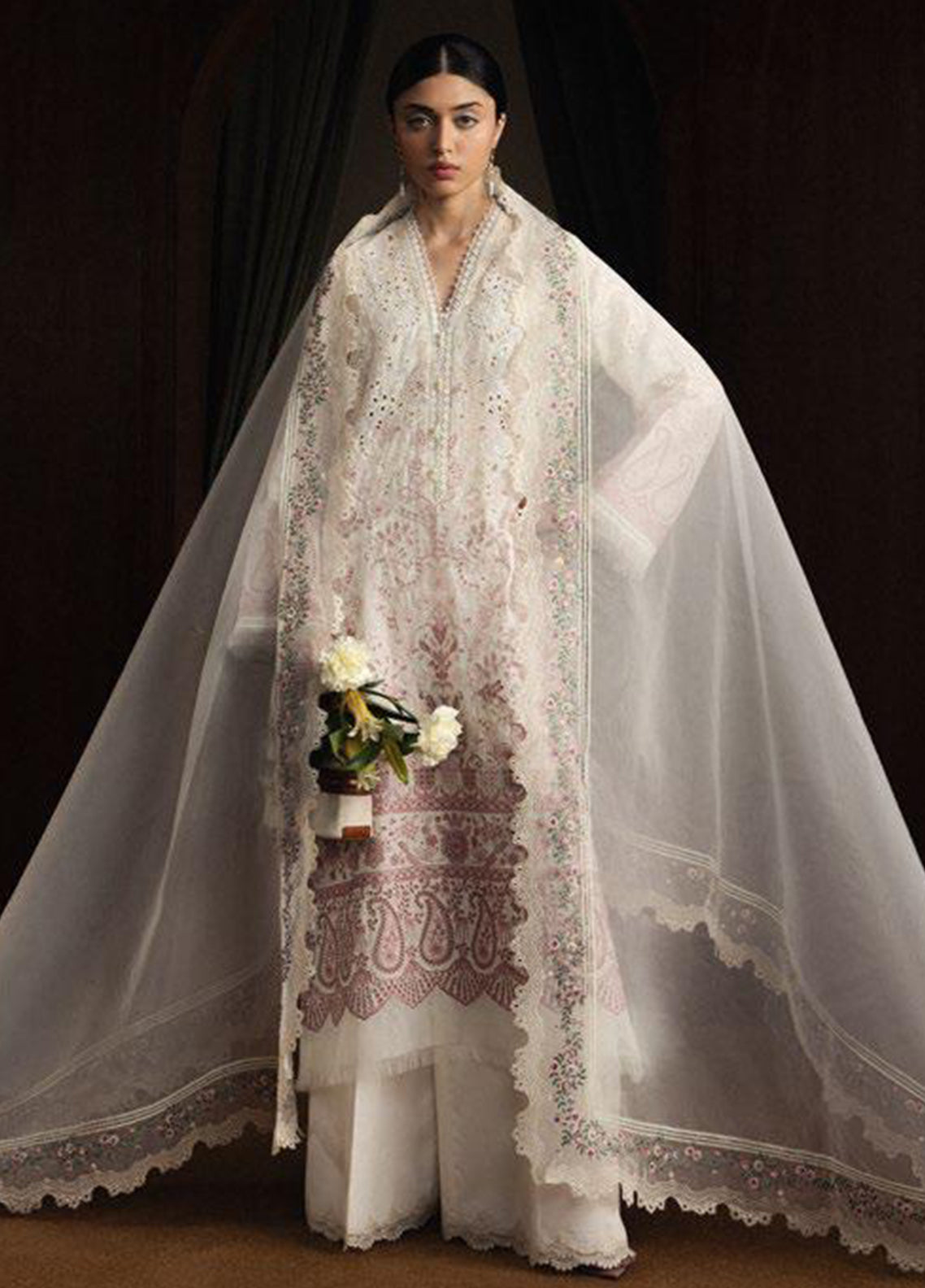 Satori By Zara Shahjahan Luxury Embrodiered Lawn 3 Piece Unstitched Suit CZS26SS&L D-12 HOSHIMI