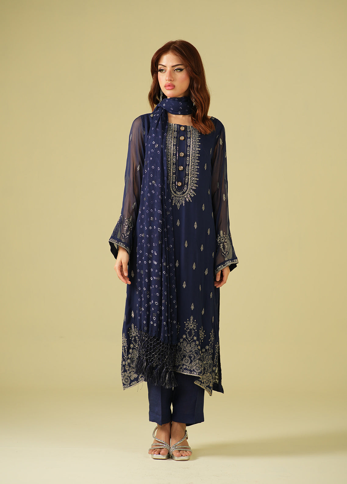 Satrang By Zouj Chunri Embroidered Chiffon 3 Piece Unstitched Suit ZJ26CEC D-01