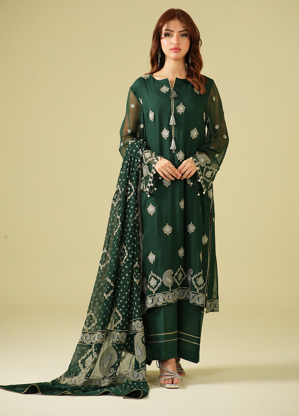 Satrang By Zouj Chunri Embroidered Chiffon 3 Piece Unstitched Suit ZJ26CEC D-03