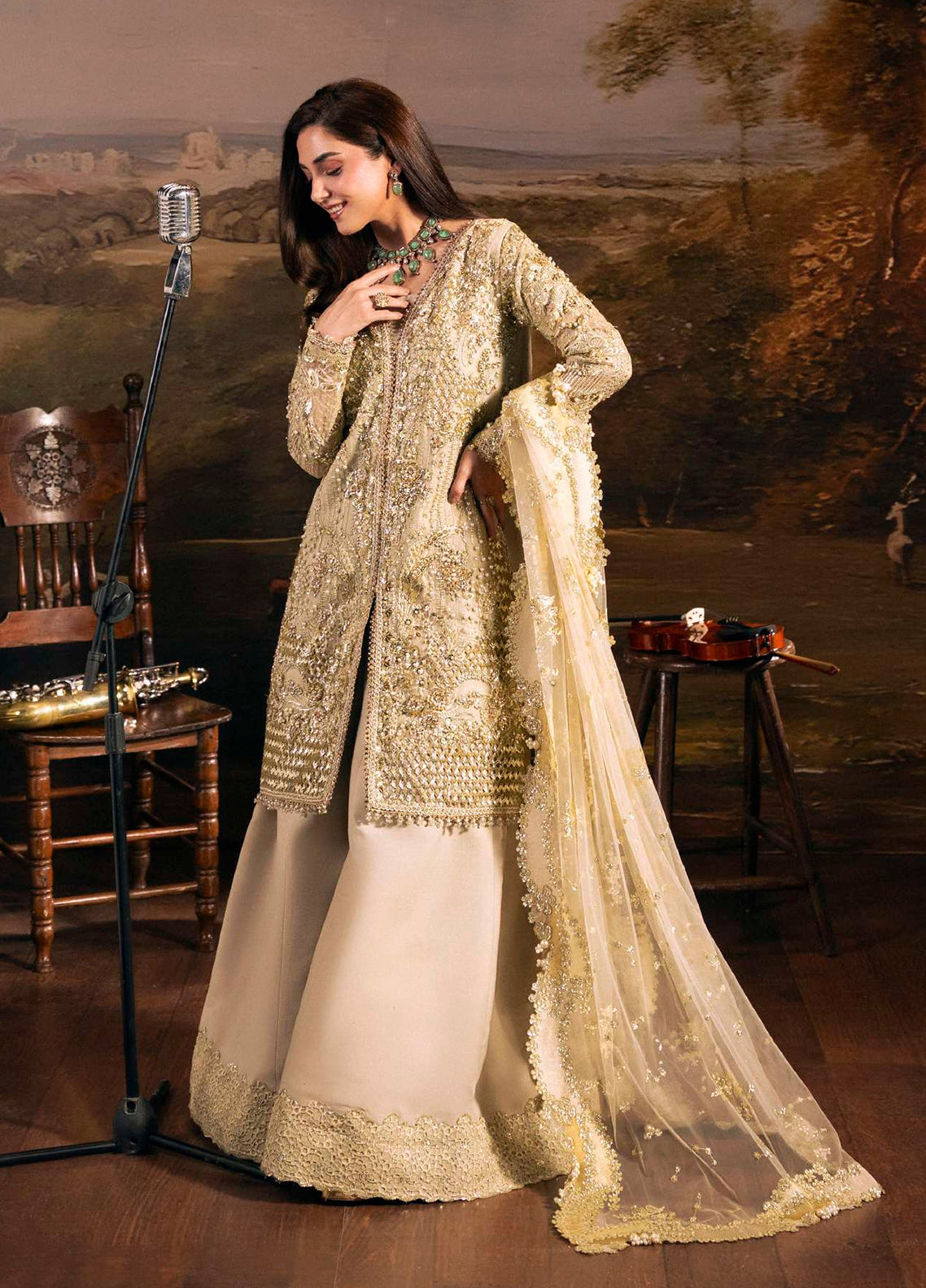 Serenade By Elaf Formal Embroidered Organza - Poly Net 3 Piece Unstitched Suit EF26SFH D-EHM-01 OPERA