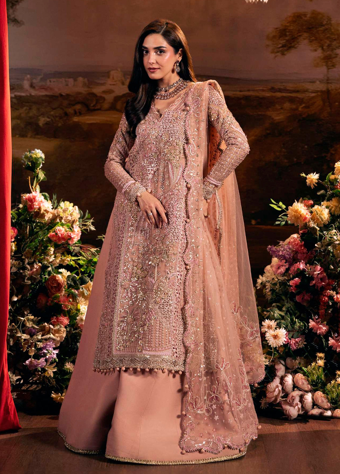 Serenade By Elaf Formal Embroidered Organza - Poly Net 3 Piece Unstitched Suit EF26SFH D-EHM-03 VALENTINA