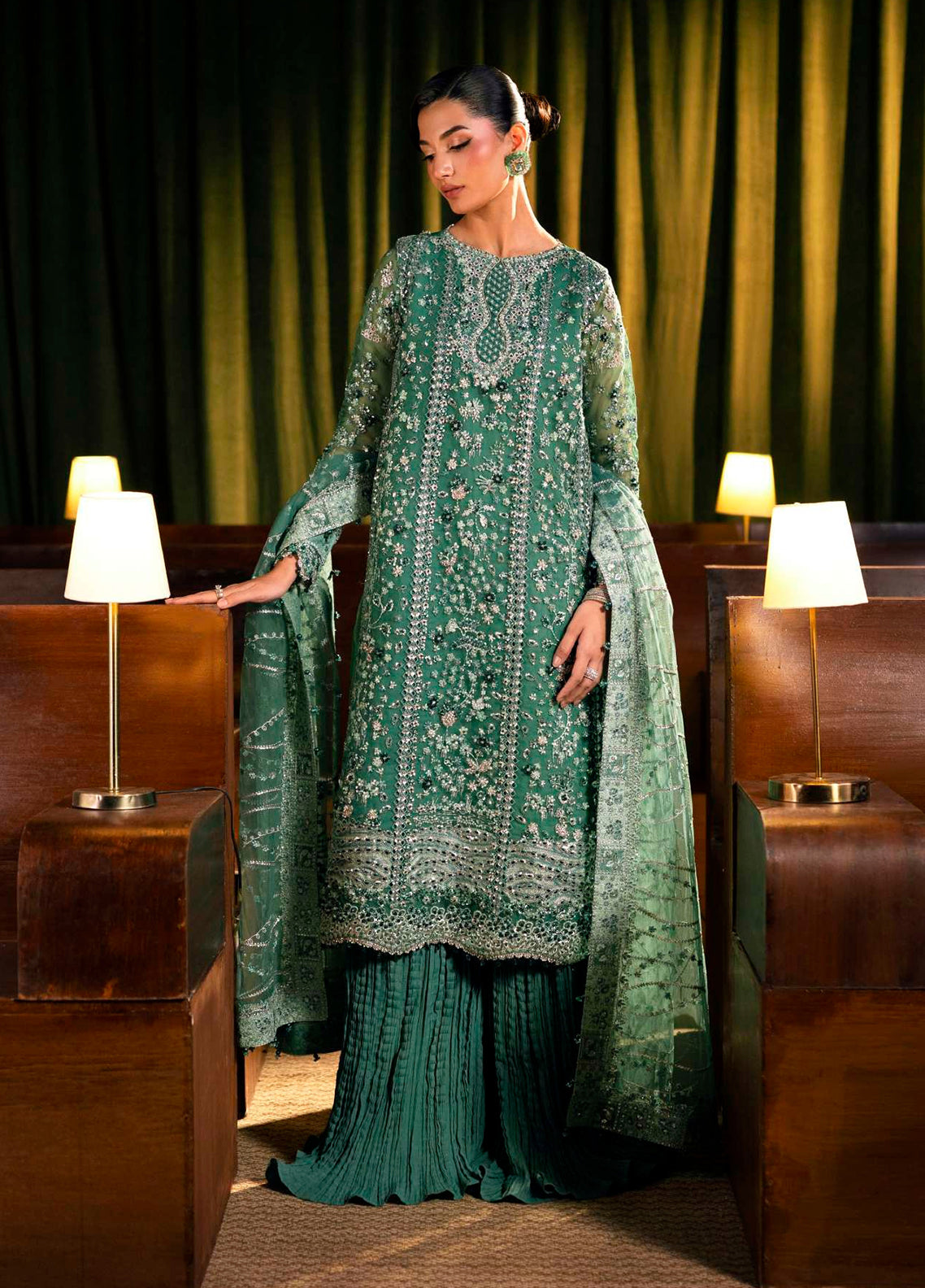 Serenade By Elaf Formal Embroidered Organza - Poly Net 3 Piece Unstitched Suit EF26SFH D-EHM-10 VERDELLA