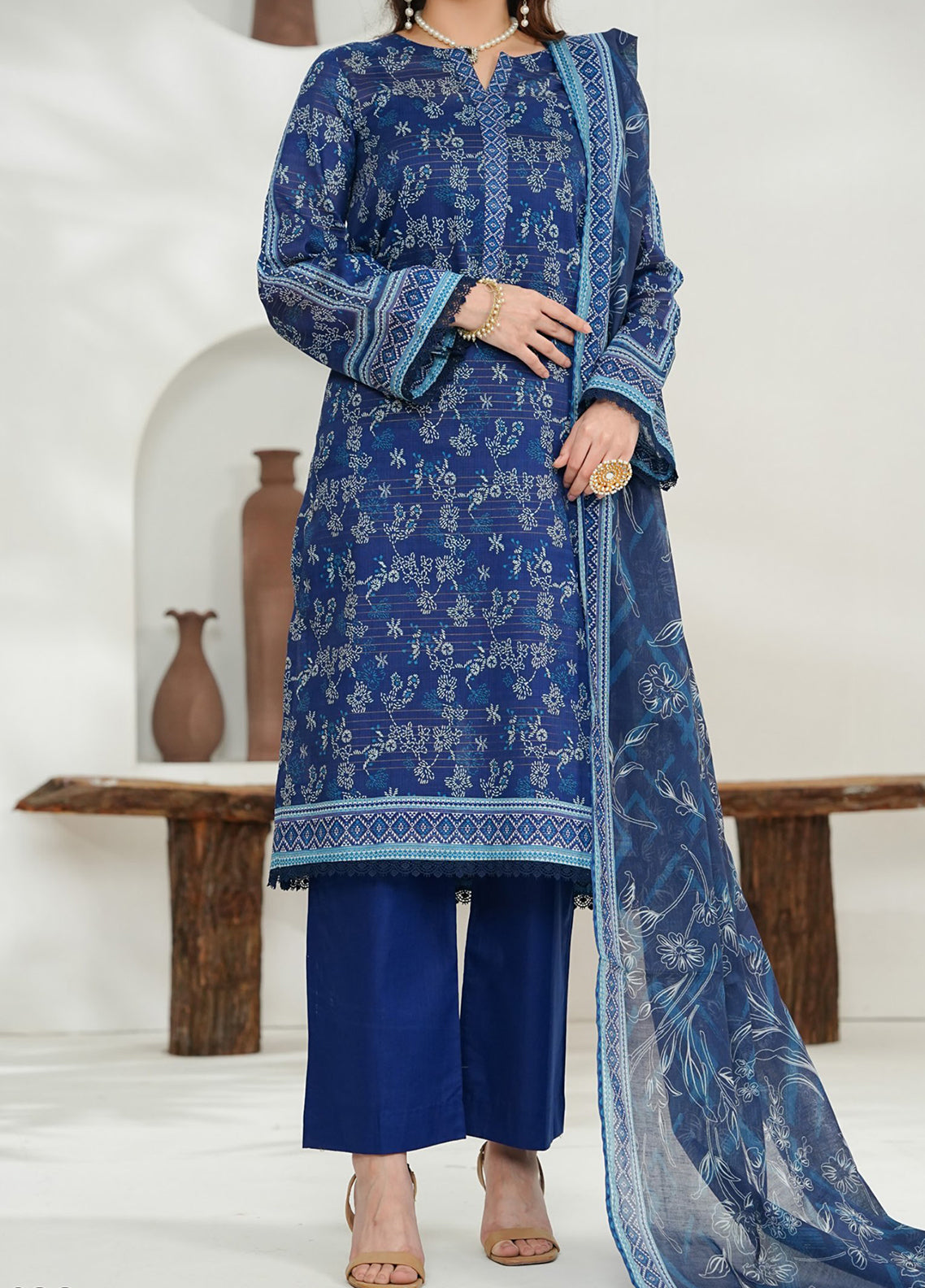 Shahkar By VS Textile Printed Slub Lawn 3 Piece Unstitched Suit VS26SPSLV1 D-822