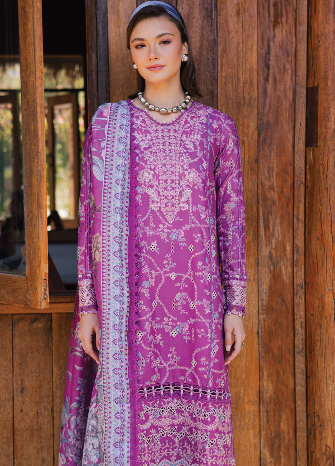 Shezlin By Aabyaan Chikankari Lawn 3 Piece Unstitched Suit ABY26SCEE D-AV-11 ZARQAA