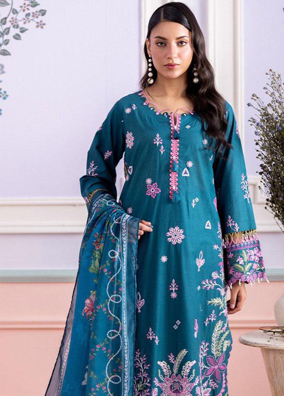 Signature By Zellbury Embroidered Lawn 3 Piece Unstitched Suit WUS26E30214