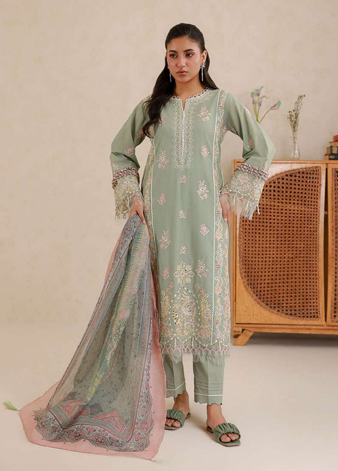 Signature By Zellbury Embroidered Lawn 3 Piece Unstitched Suit WUS26E30579