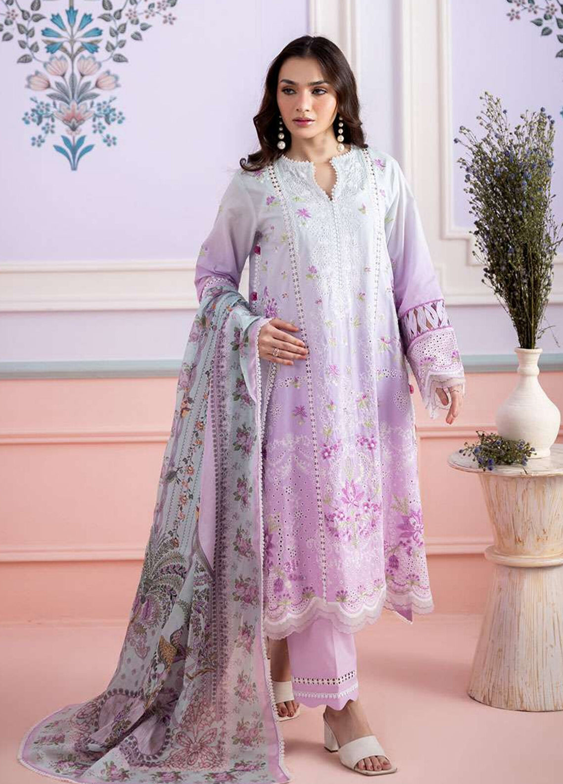 Signature By Zellbury Embroidered Lawn 3 Piece Unstitched Suit WUS26E30459