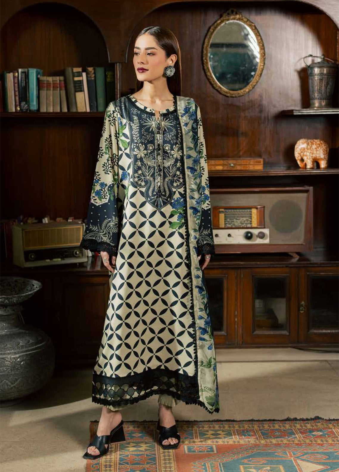 Signature Prints By Nureh Printed Slub Viscose 3 Piece Unstitched Suit NU26SPPSV D-SP-209
