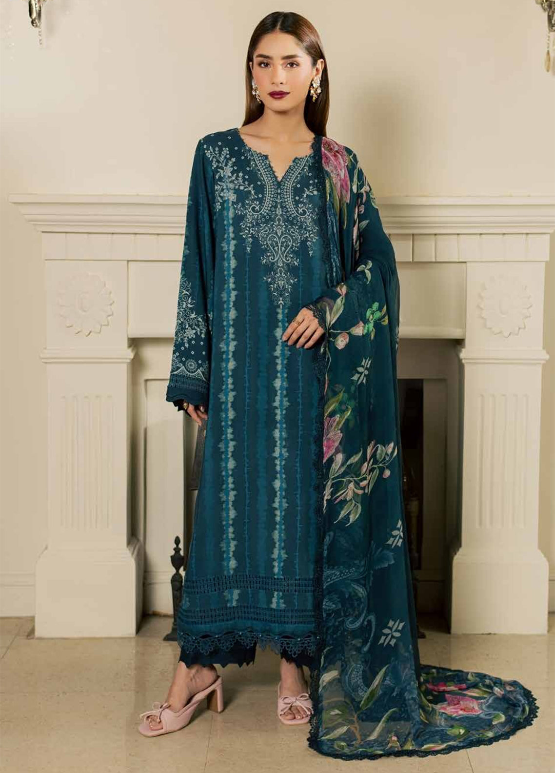 Signature Prints By Nureh Printed Slub Viscose 3 Piece Unstitched Suit NU26SPPSV D-SP-210