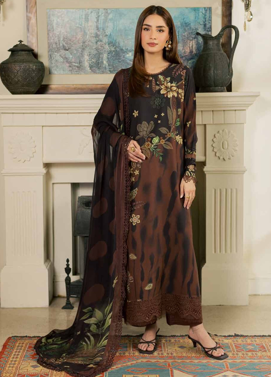Signature Prints By Nureh Printed Slub Viscose 3 Piece Unstitched Suit NU26SPPSV D-SP-214