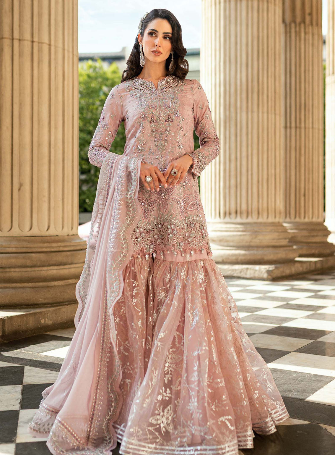 Soiree By Maria B Embroidered Raw Silk Suits Unstitched 3 Piece - MB25SF WF-09-05-Nude Pink