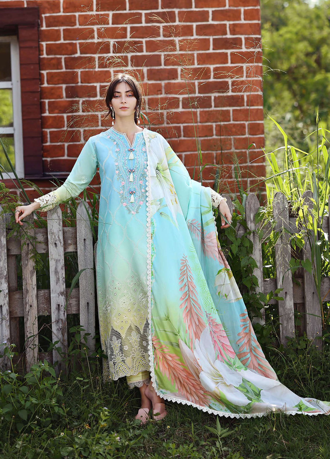 Solace Ombre By Mushq Chikankari Lawn 3 Piece Unstitched Suit MQ26SOC D-02 ETHEREAL PAUSE