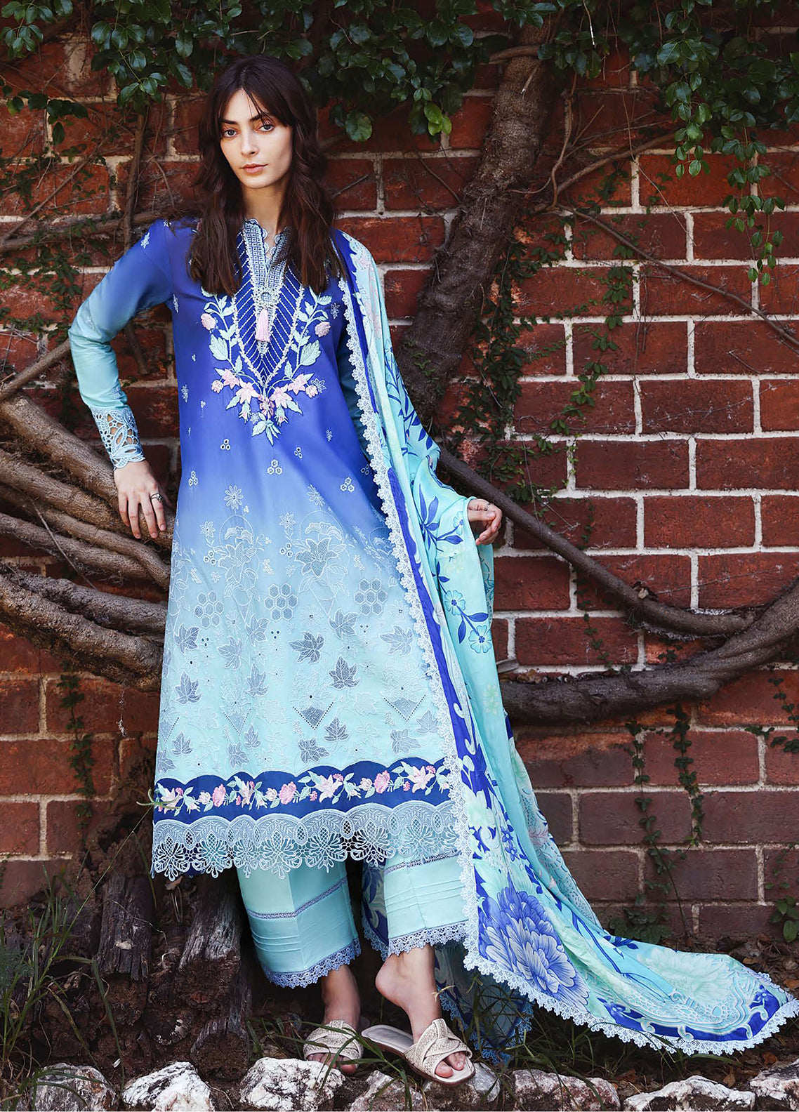 Solace Ombre By Mushq Chikankari Lawn 3 Piece Unstitched Suit MQ26SOC D-05 MOONLIT EASE
