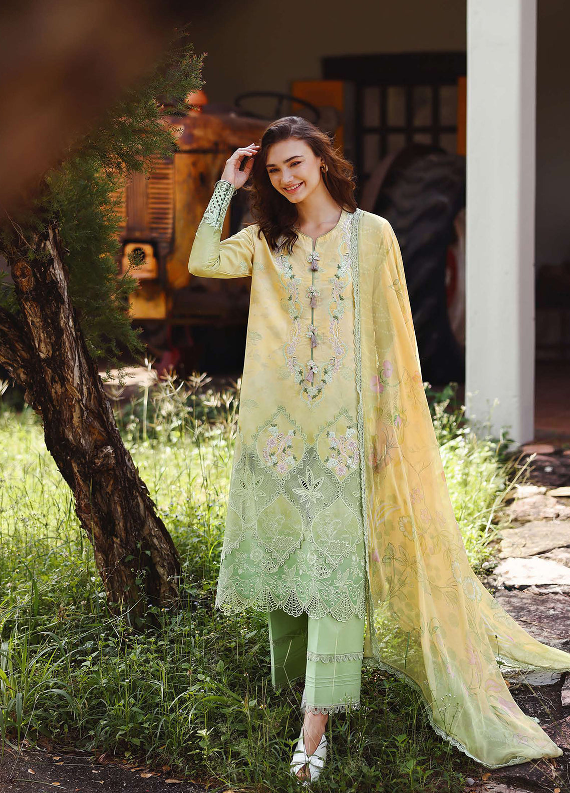 Solace Ombre By Mushq Chikankari Lawn 3 Piece Unstitched Suit MQ26SOC D-10 QUIET BLOOM