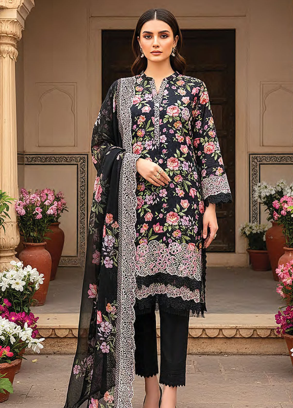 Summer Essentials By LSM Lakhany Embroidered Lawn 3 Piece Unstitched Suit LSM26SEEC D-LG-RK-0098