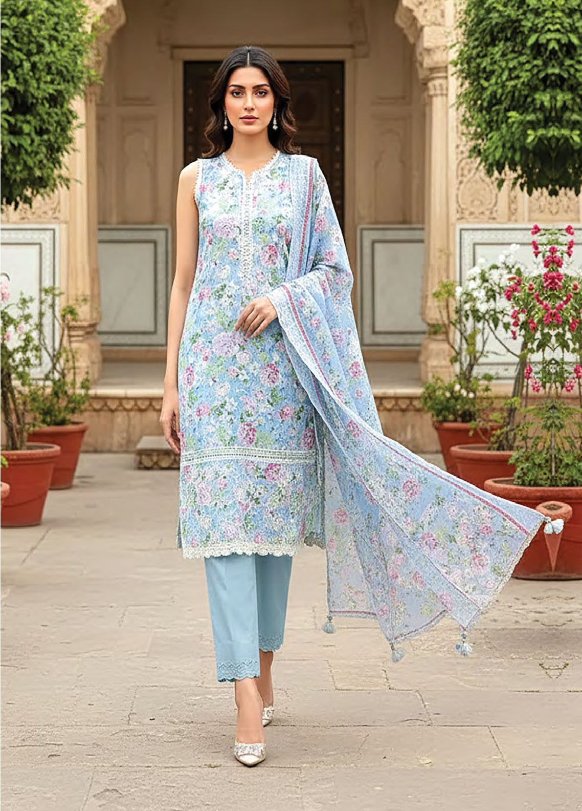 Summer Essentials By LSM Lakhany Embroidered Lawn 3 Piece Unstitched Suit LSM26SEEC D-LG-RL-0408