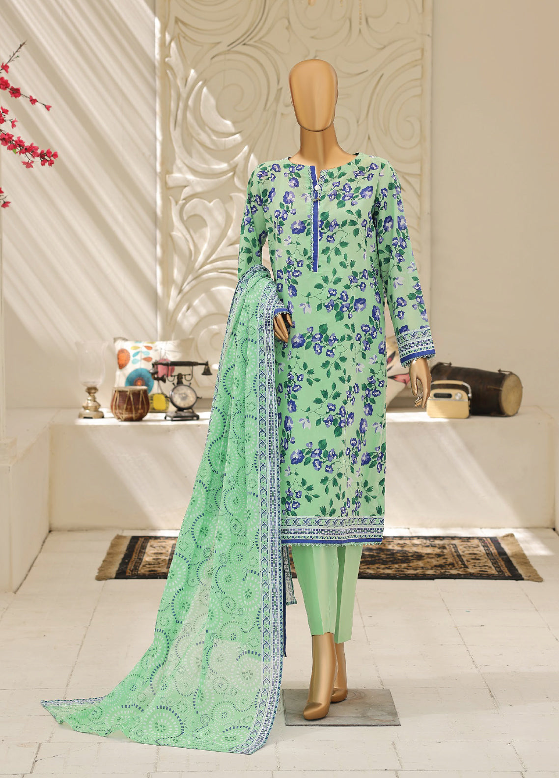 Summer Shades By HZ Textile Printed Lawn 3 Piece Unstitched Suit HZ26SSV2 D-SPC-1323