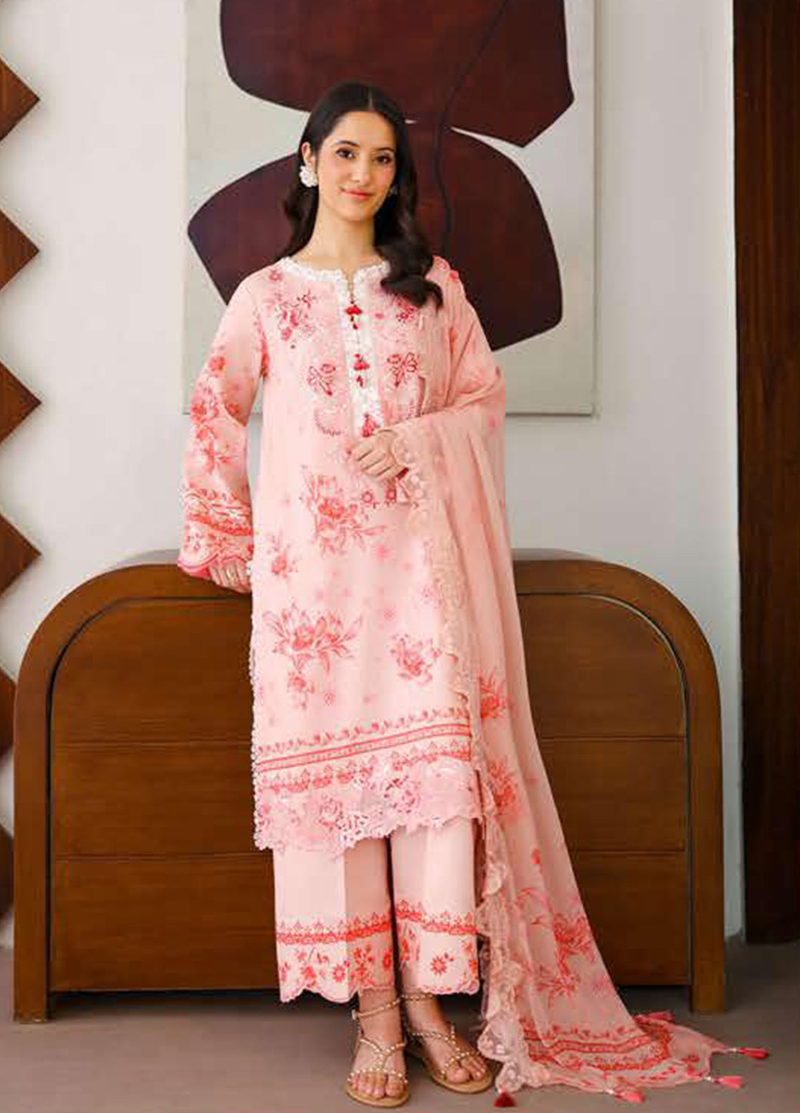 Sunlit Tales By Roheenaz Embroidered Lawn 3 Piece Unstitched Suit RNZ26STPE D-06 CORAL WHISPER