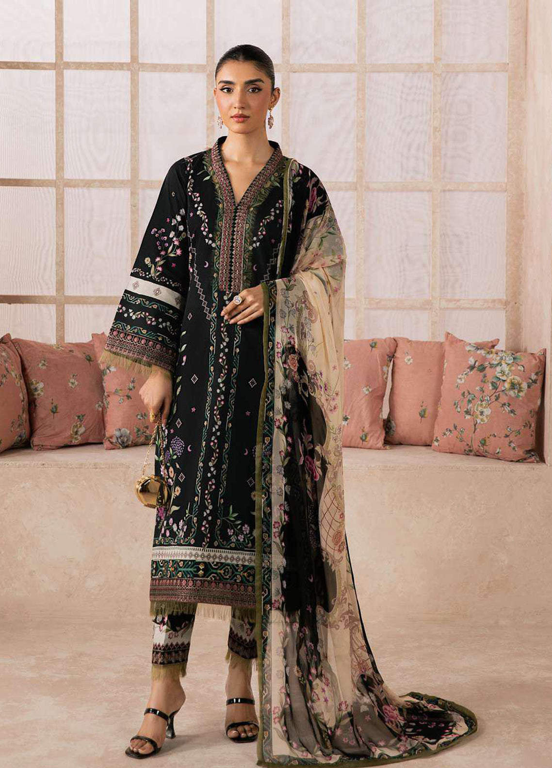 Syra By Gulaal Embroidered Lawn 3 Piece Unstitched Suit GL26SLV2 D-05 ELINA