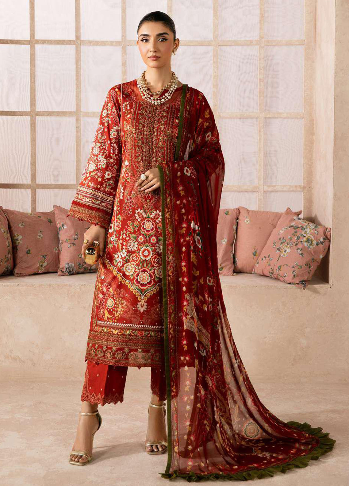 Syra By Gulaal Embroidered Lawn 3 Piece Unstitched Suit GL26SLV2 D-07 CALYX
