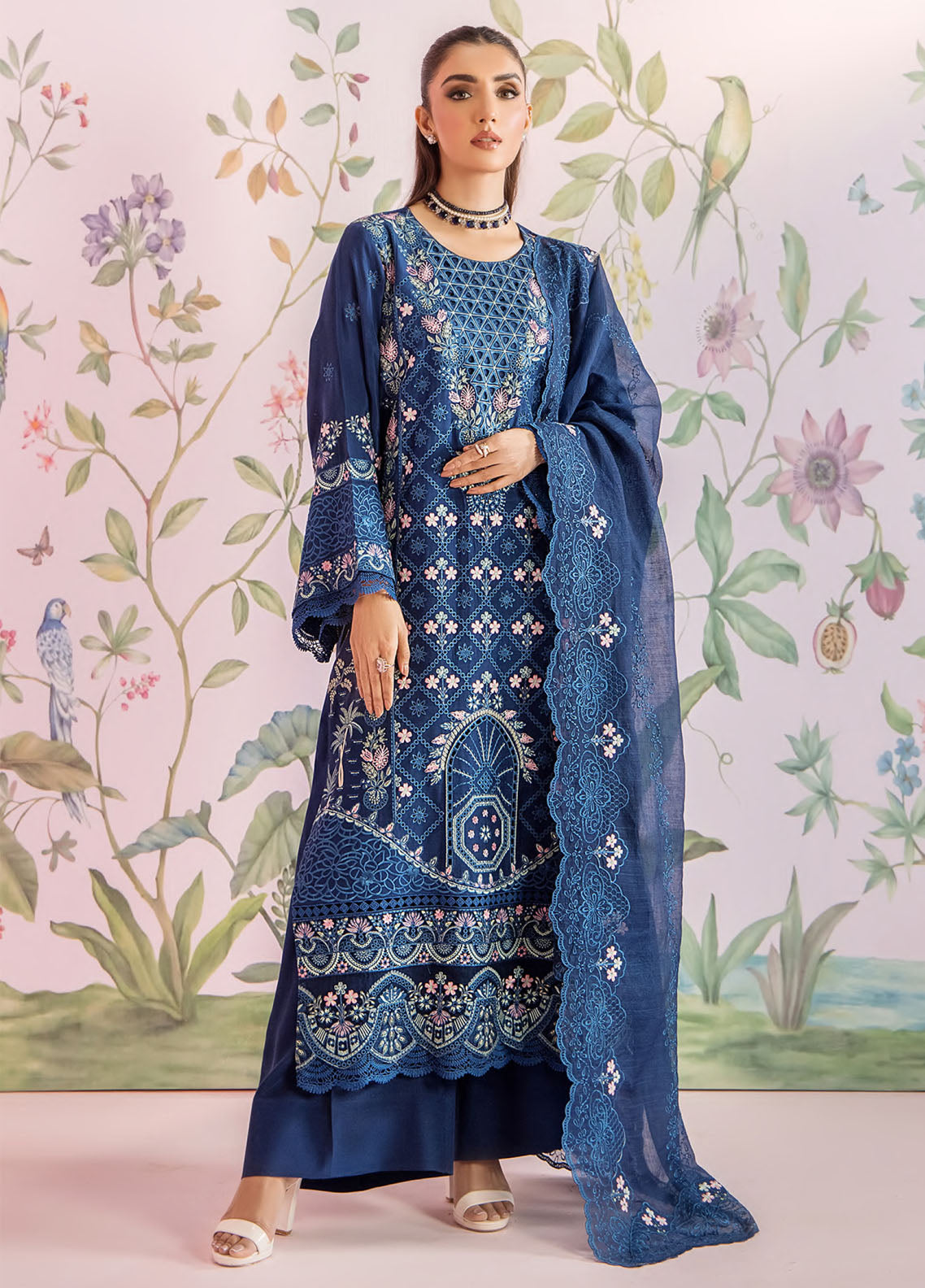Tropical Silk By Saad Shaikh Embroidered Silk 3 Piece Unstitched Suit SSK26 D-ELIZA