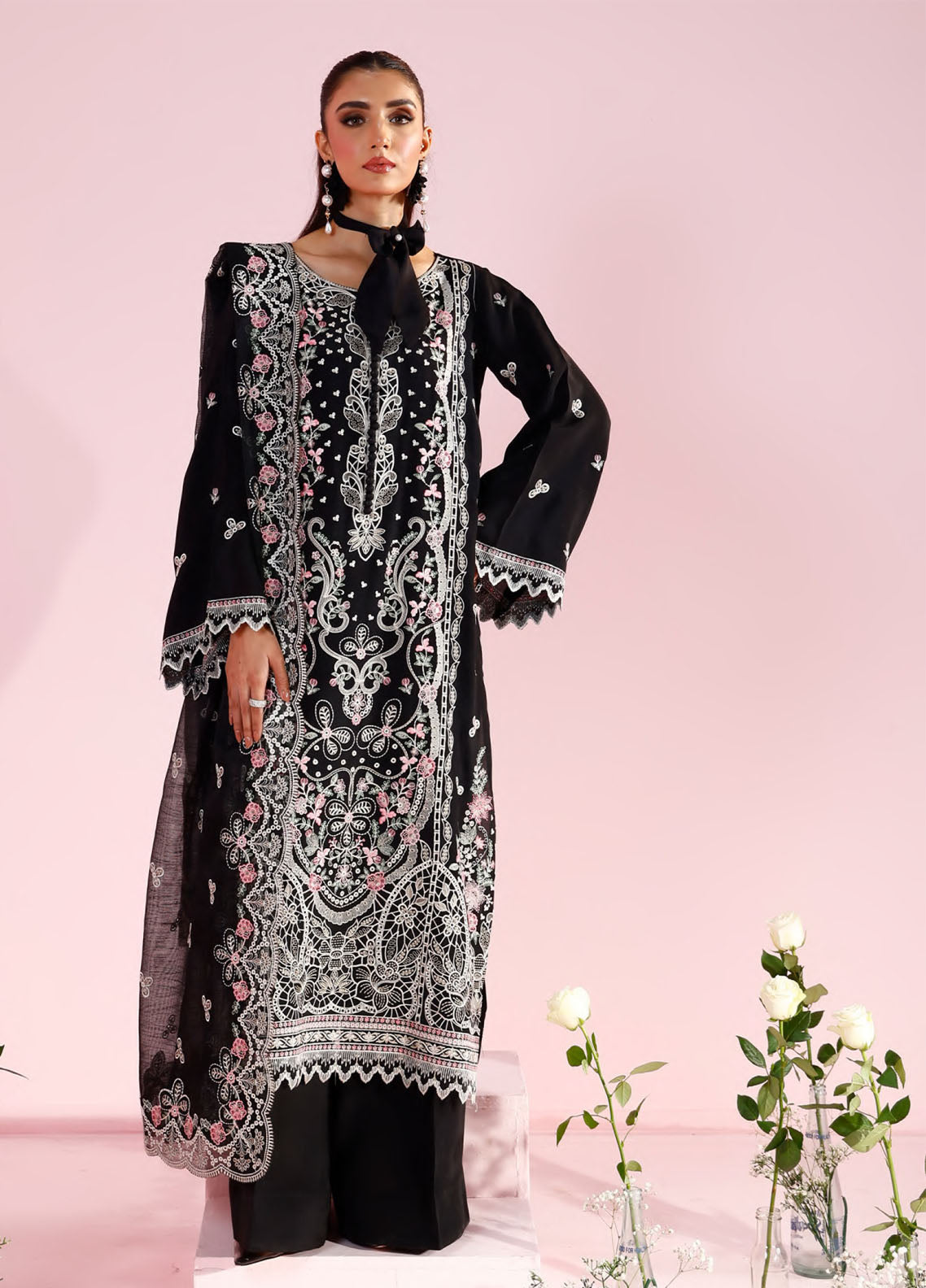 Tropical Silk By Saad Shaikh Embroidered Silk 3 Piece Unstitched Suit SSK26 D-MARGARET