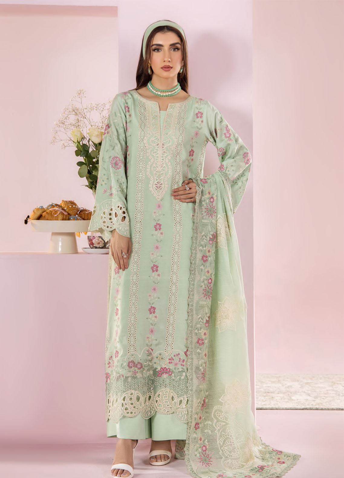 Tropical Silk By Saad Shaikh Embroidered Silk 3 Piece Unstitched Suit SSK26 D-NORA