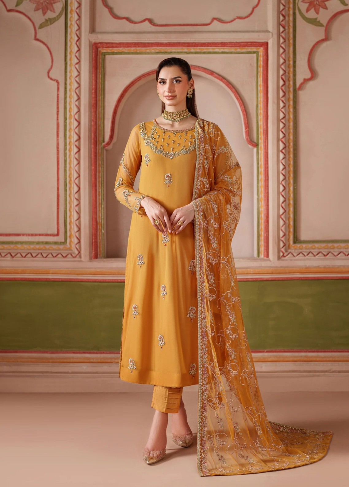 Falesia By Zarif Formals Embroidered Net 3 Piece Unstitched Suit ZF26FF D-HF-04 SOHA