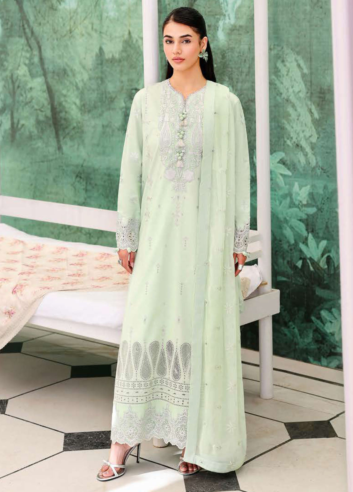 Veil Of Summer By Roheenaz Chikankari Lawn 3 Piece Unstitched Suit RNZ26VOS D-07 SERENE DUSK