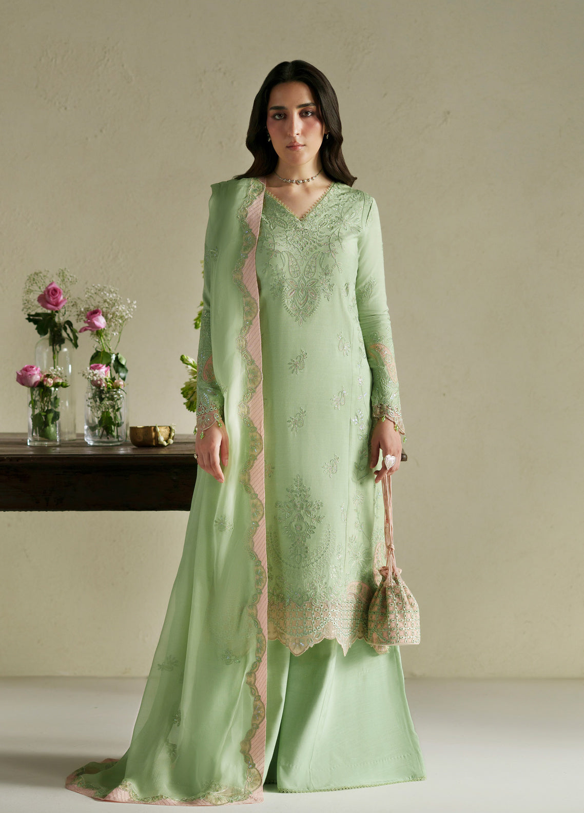 Vera Embroidered Raw Silk 3 Piece Unstitched Suit VR26RSE D-03 GAJRA
