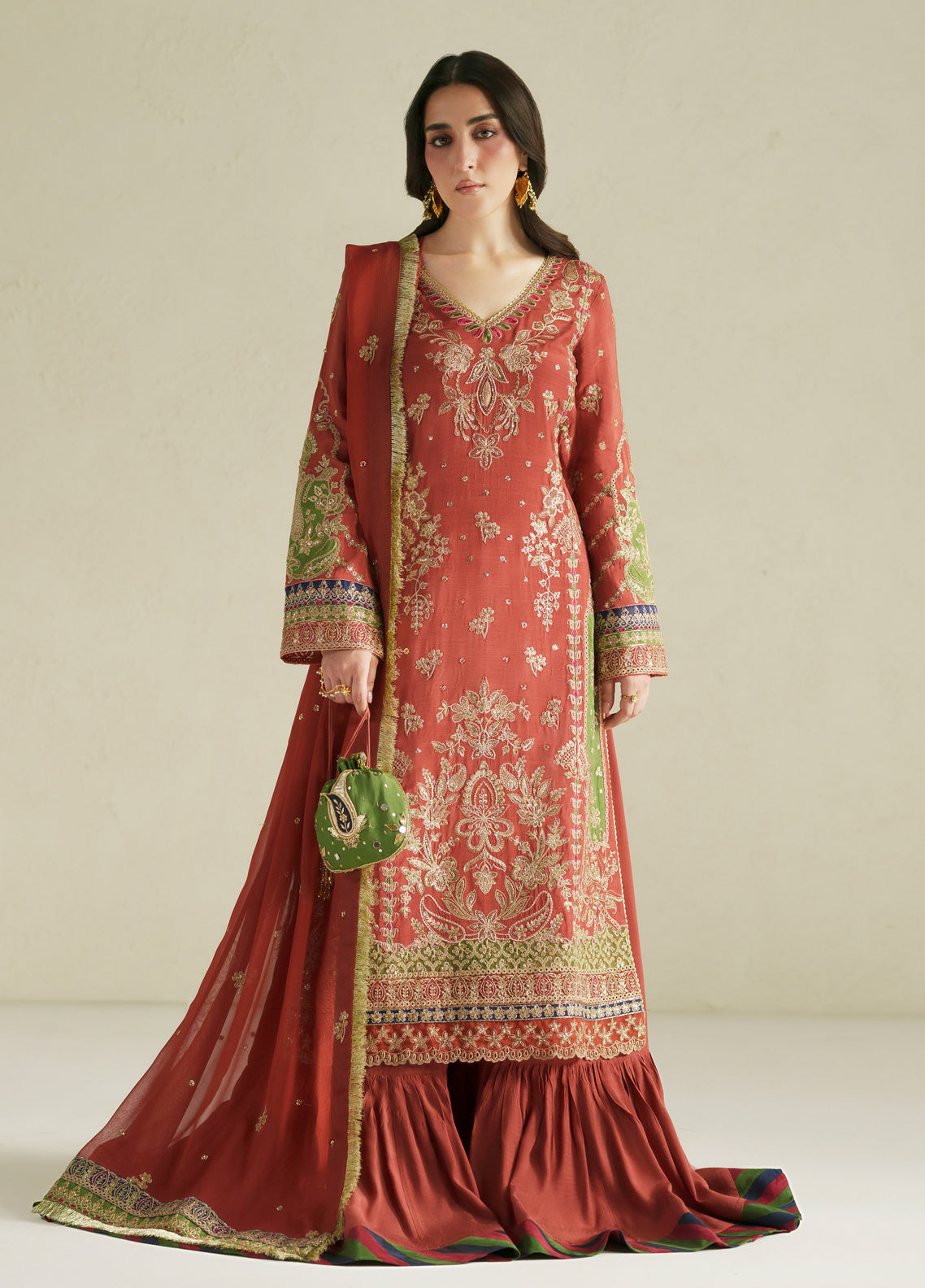 Vera Embroidered Raw Silk 3 Piece Unstitched Suit VR26RSE D-07 ZAR
