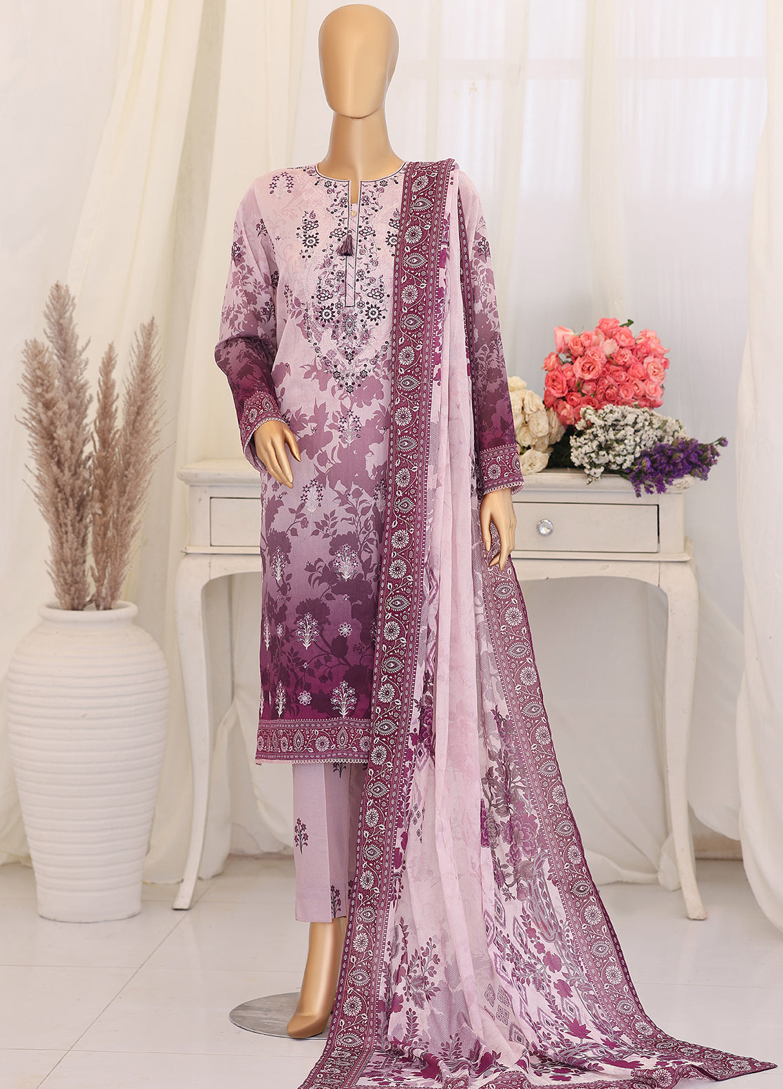 Virsa By HZ Textile Embroidered Lawn 3 Piece Unstitched Suit HZ26VEL D-VEC-1165