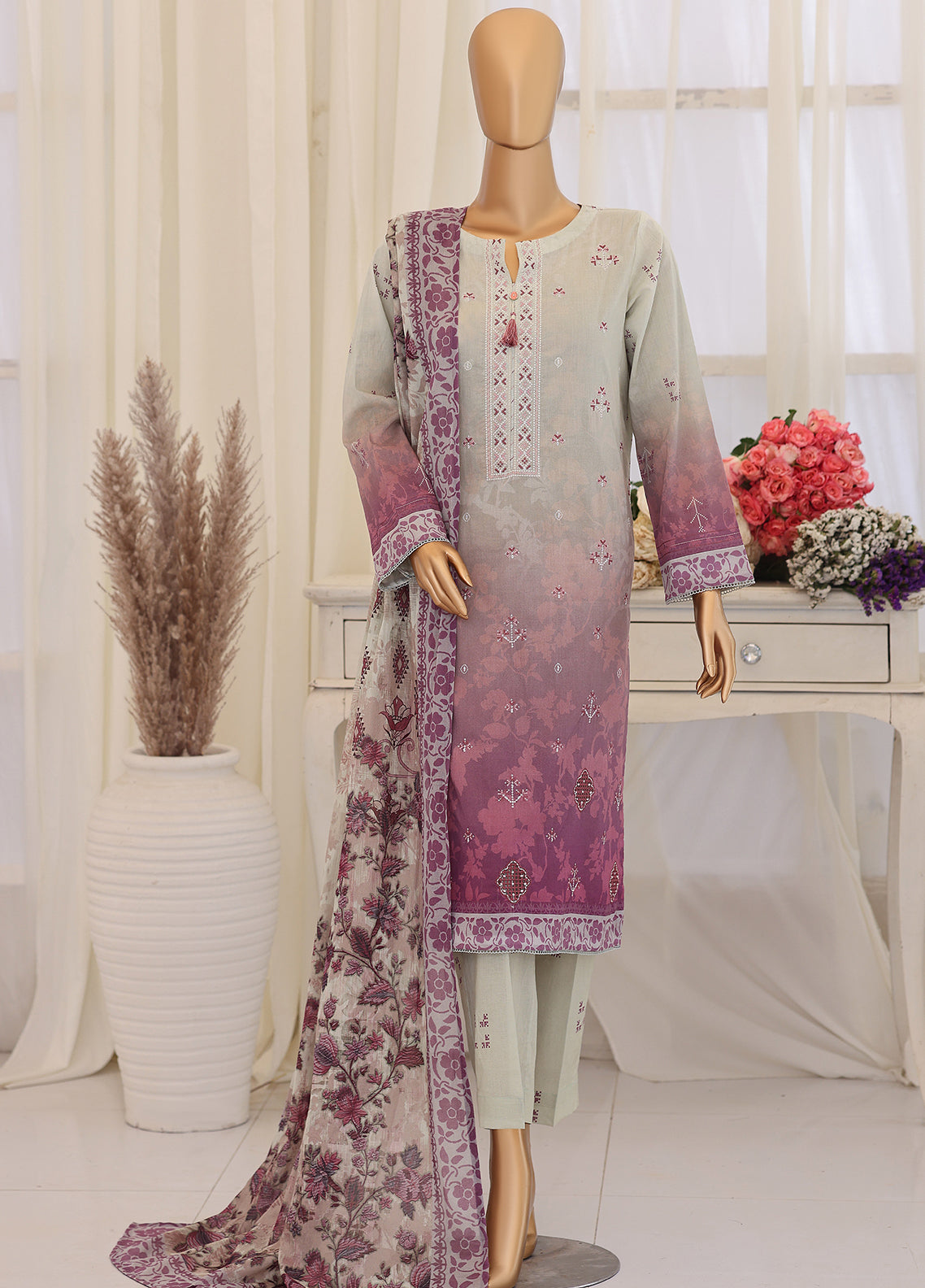 Virsa By HZ Textile Embroidered Lawn 3 Piece Unstitched Suit HZ26VEL D-VEC-1168