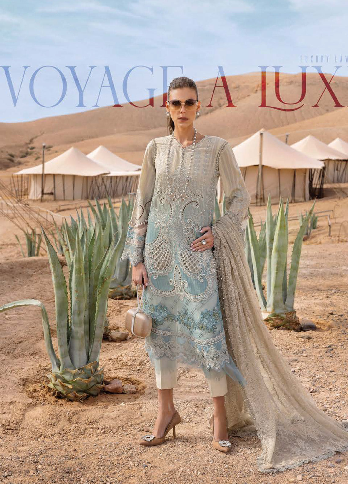 Voyage A' Luxe by Maria B Embroidered Dobby Lawn Suits Unstitched 3 Piece - MB25VAL 2515B