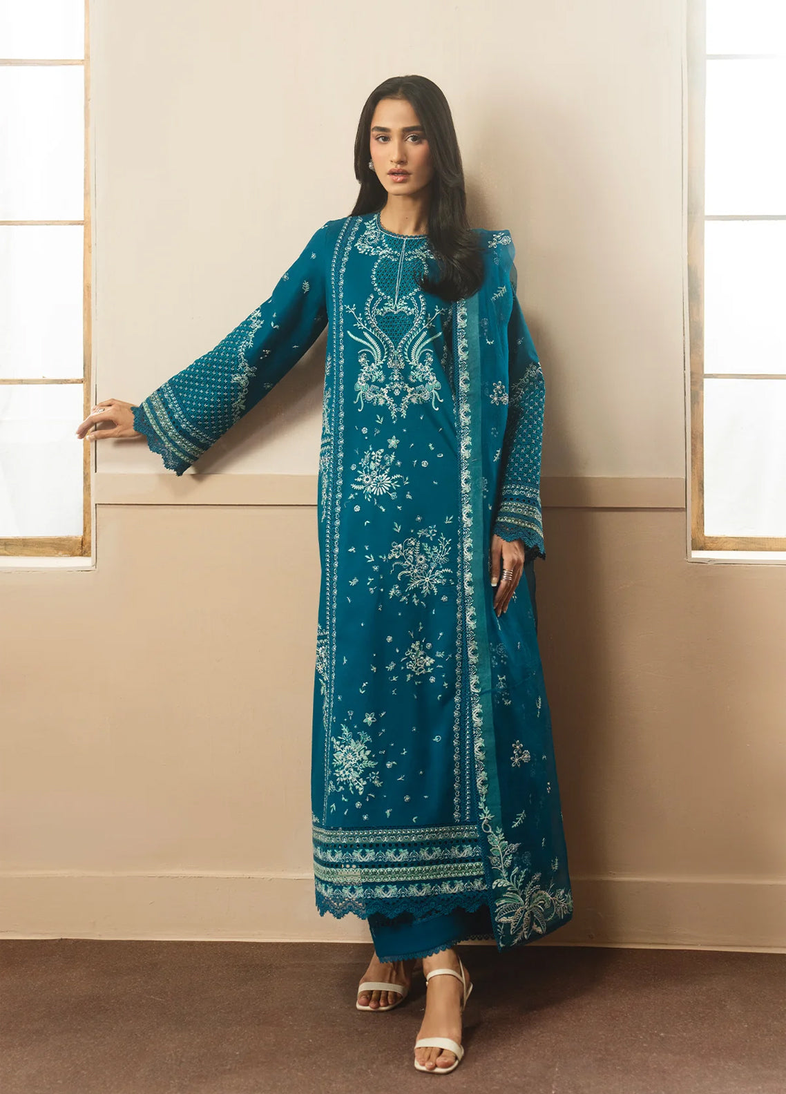 Whisper By Ayzel Embroidered Lawn 3 Piece Unstitched Suit AZL26WEL D-0140 OLIVE