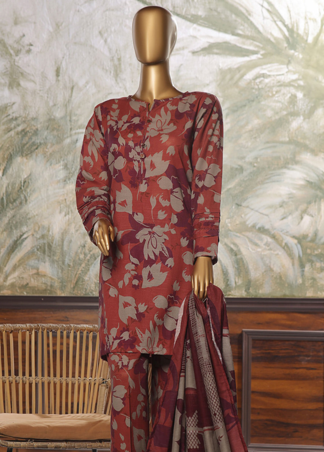 Wintry Prints by HZ Textile Printed Khaddar Suits Stitched 3 Piece - HZ24WP KP-108