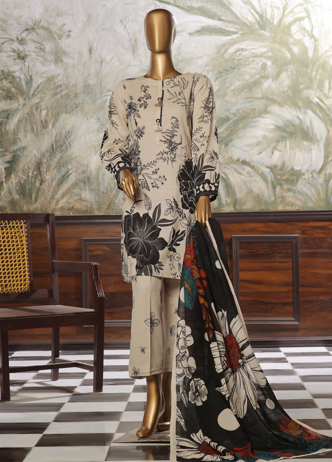 Wintry Prints by HZ Textile Printed Khaddar Suits Stitched 3 Piece - HZ24WP KP-113
