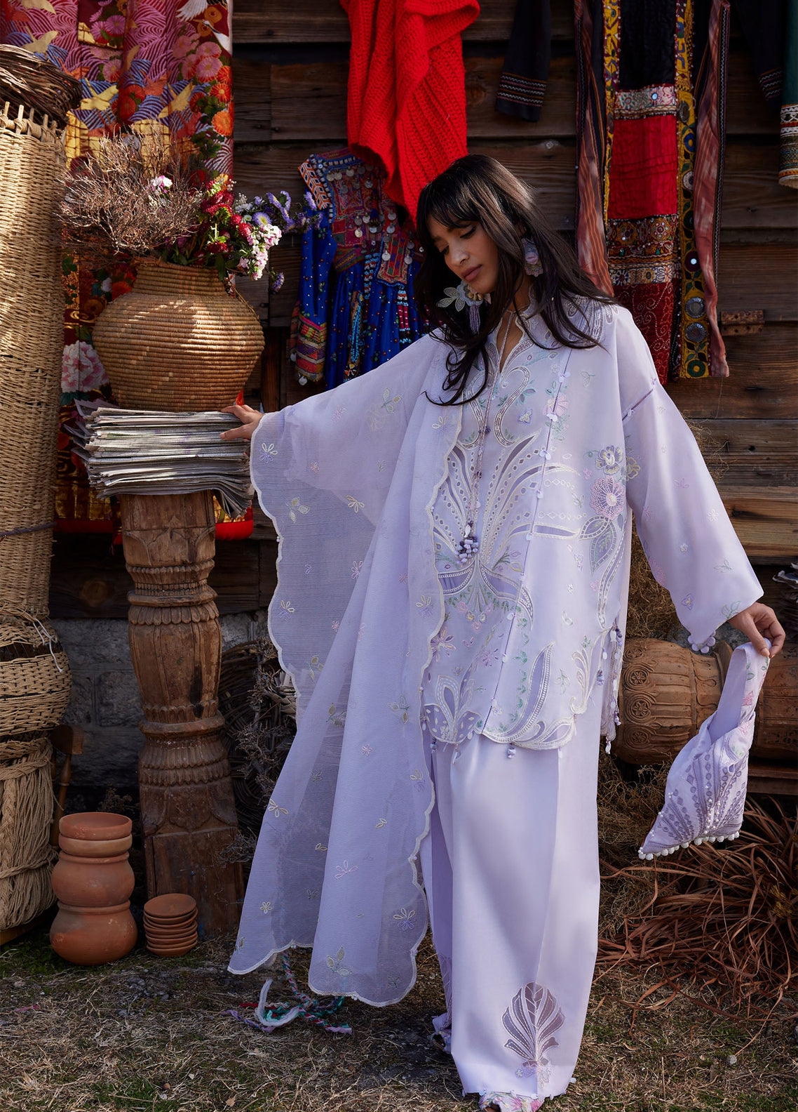 Zaha By Khadijah Shah Meili Festive Embroidered Lawn 3 Piece Unstitched Suits ZH26ML D-10B SHUIMEI