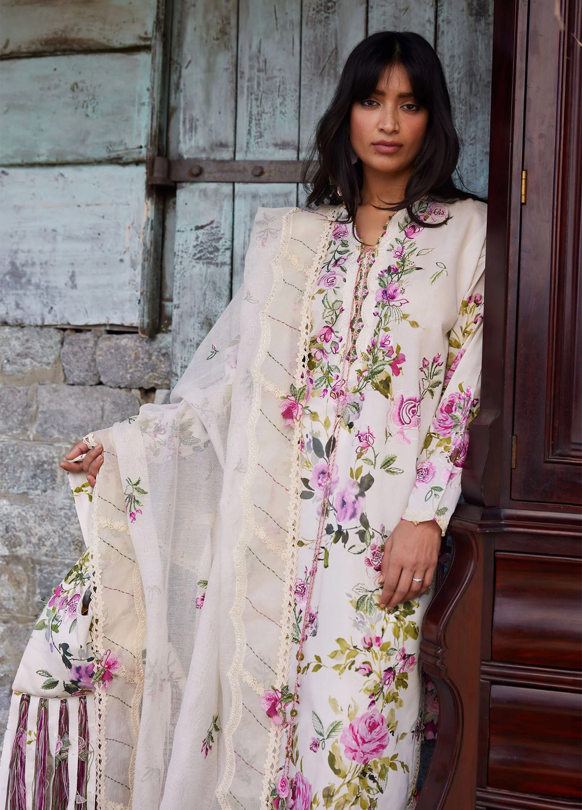 Zaha By Khadijah Shah Meili Festive Embroidered Lawn 3 Piece Unstitched Suits ZH26ML D-11B FEN YI