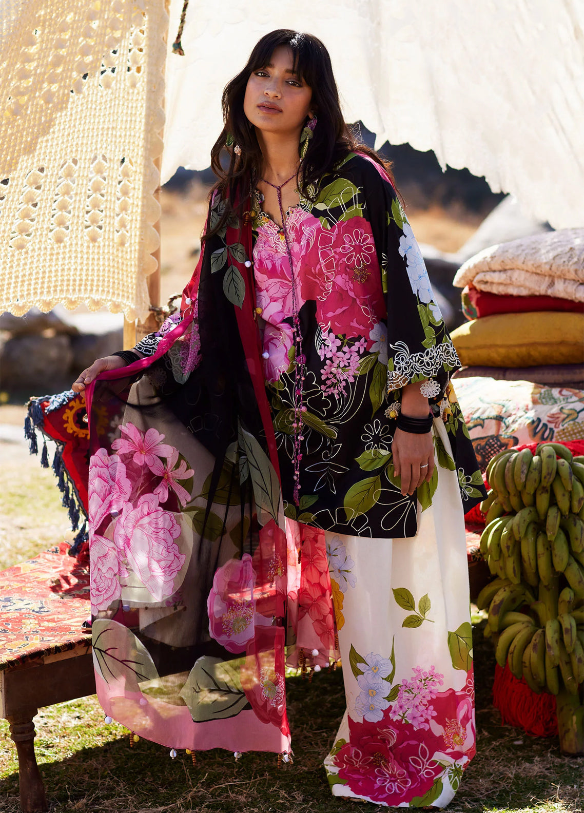 Zaha By Khadijah Shah Meili Festive Embroidered Lawn 3 Piece Unstitched Suits ZH26ML D-13A YAN HUA