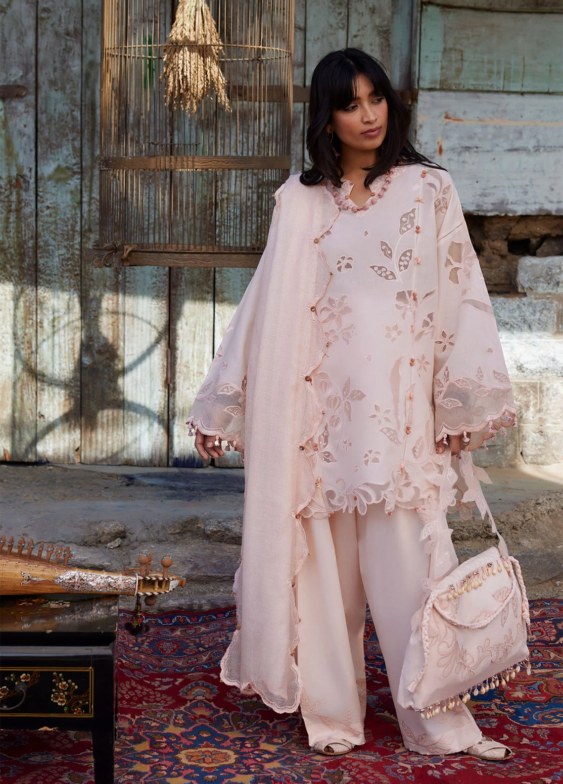 Zaha By Khadijah Shah Meili Festive Embroidered Lawn 3 Piece Unstitched Suits ZH26ML D-14A TAO ROU