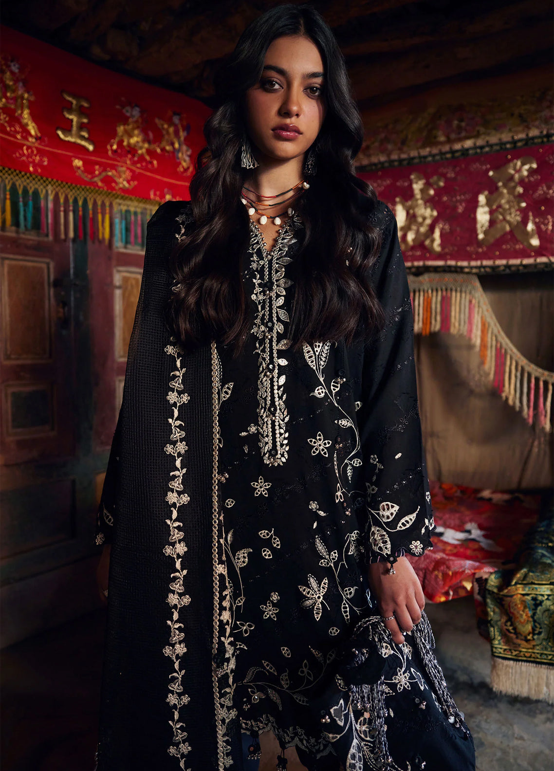 Zaha By Khadijah Shah Meili Festive Embroidered Lawn 3 Piece Unstitched Suits ZH26ML D-5B MEI