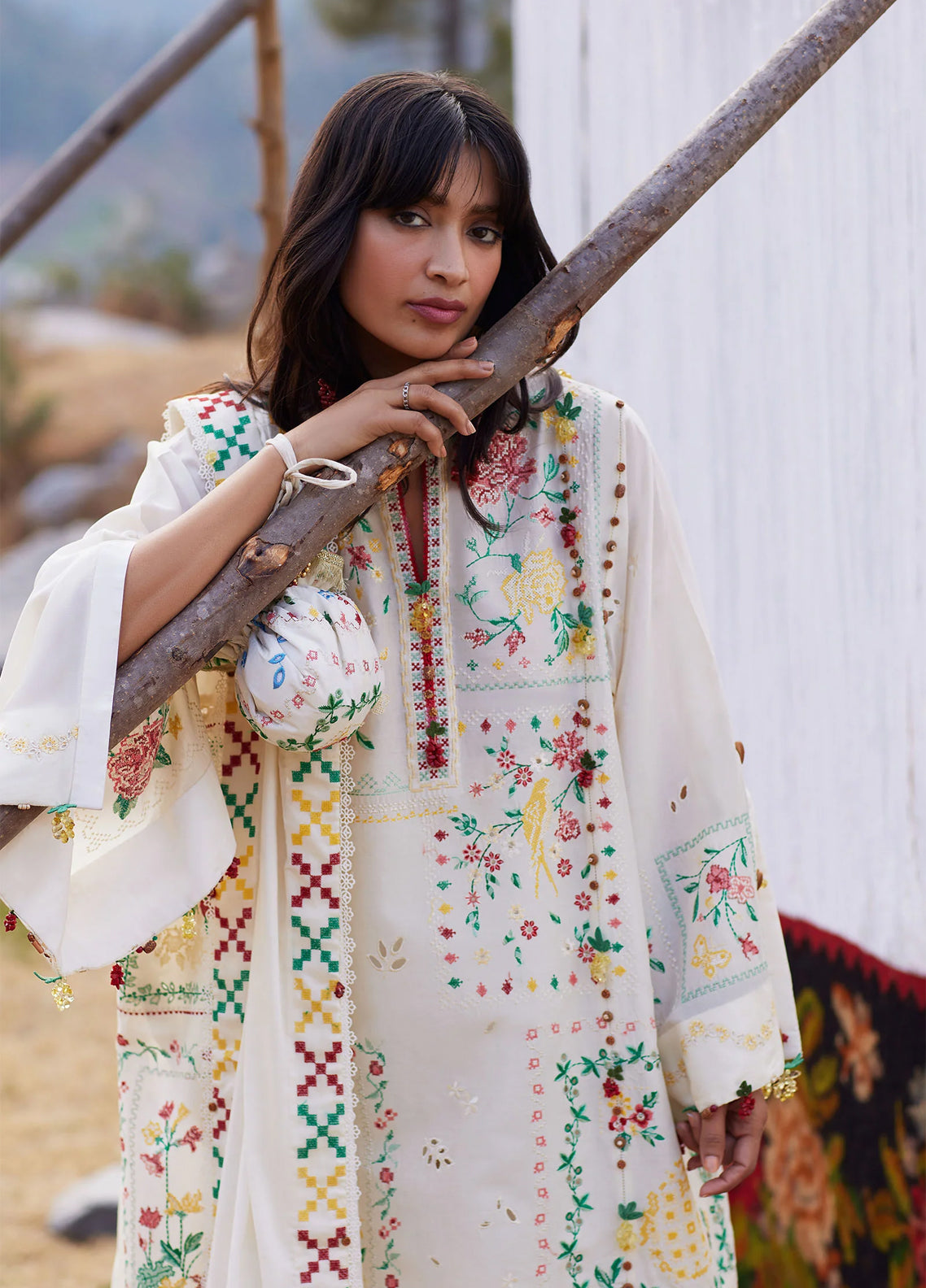 Zaha By Khadijah Shah Meili Festive Embroidered Lawn 3 Piece Unstitched Suits ZH26ML D-8B CAI FENG
