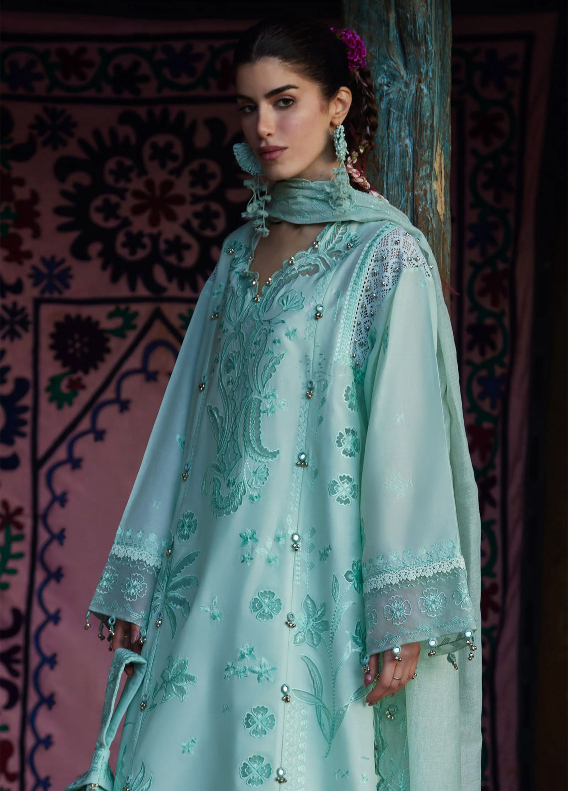 Zaha By Khadijah Shah Meili Festive Embroidered Lawn 3 Piece Unstitched Suits ZH26ML D-9A FEN YUN