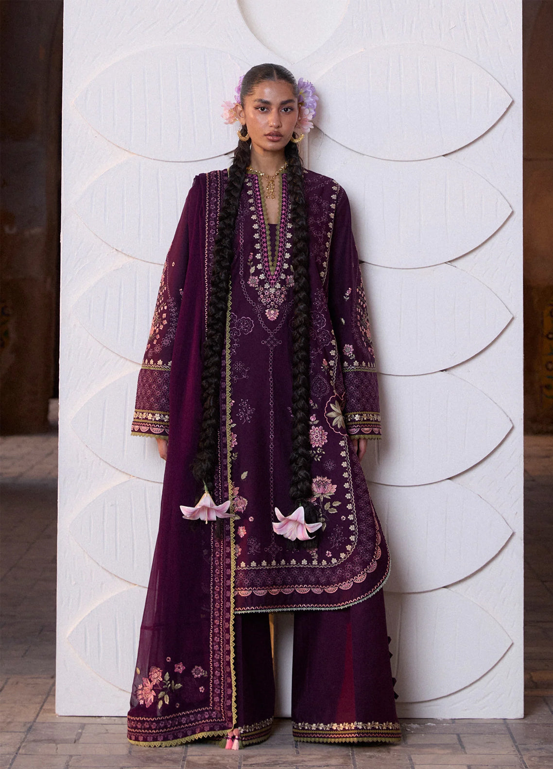 Zan By Hussain Rehar Embroidered Lawn 3 Piece Unstitched Suit HR26ZSS D-BANAFSH