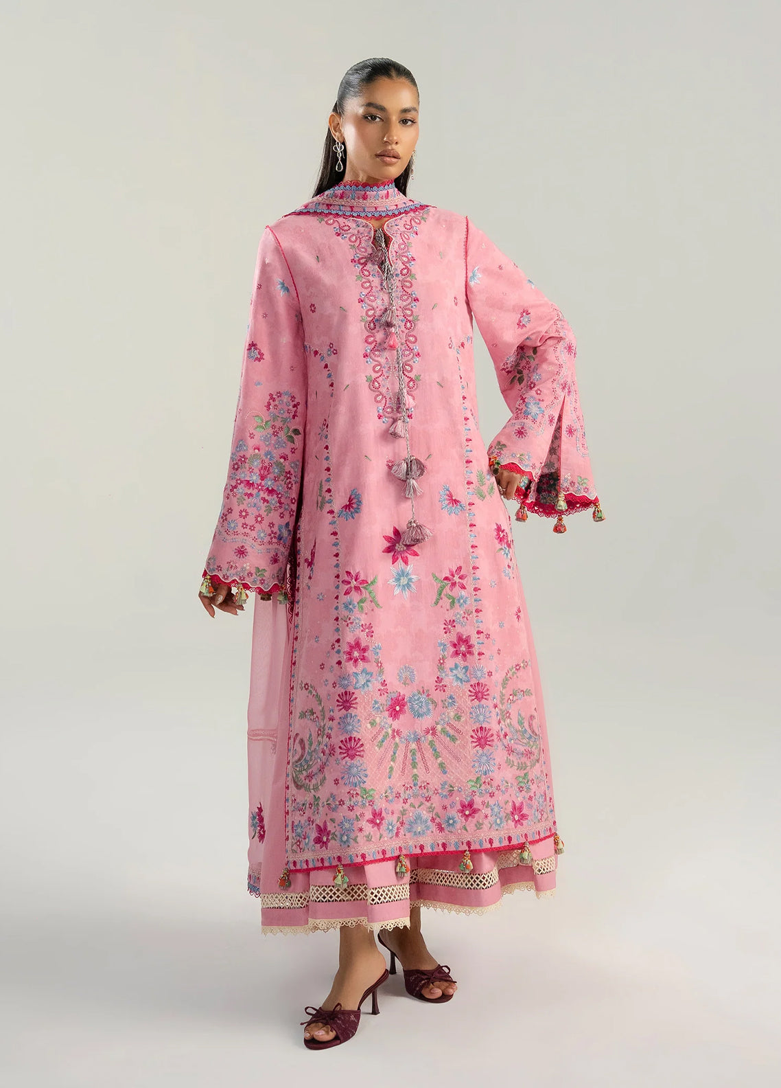 Zan By Hussain Rehar Embroidered Lawn 3 Piece Unstitched Suit HR26ZSS D-PEMBE
