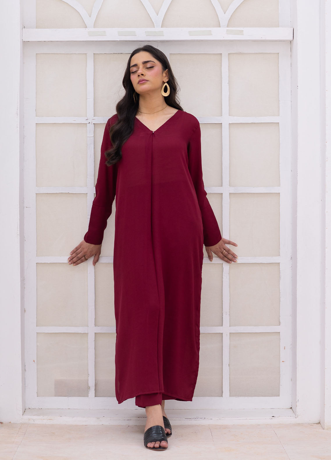 Zauk Solid Coords Plain Jorjet 2 Piece Stitched Shirt Trouser ZK26SJ D-03 MAGENTA