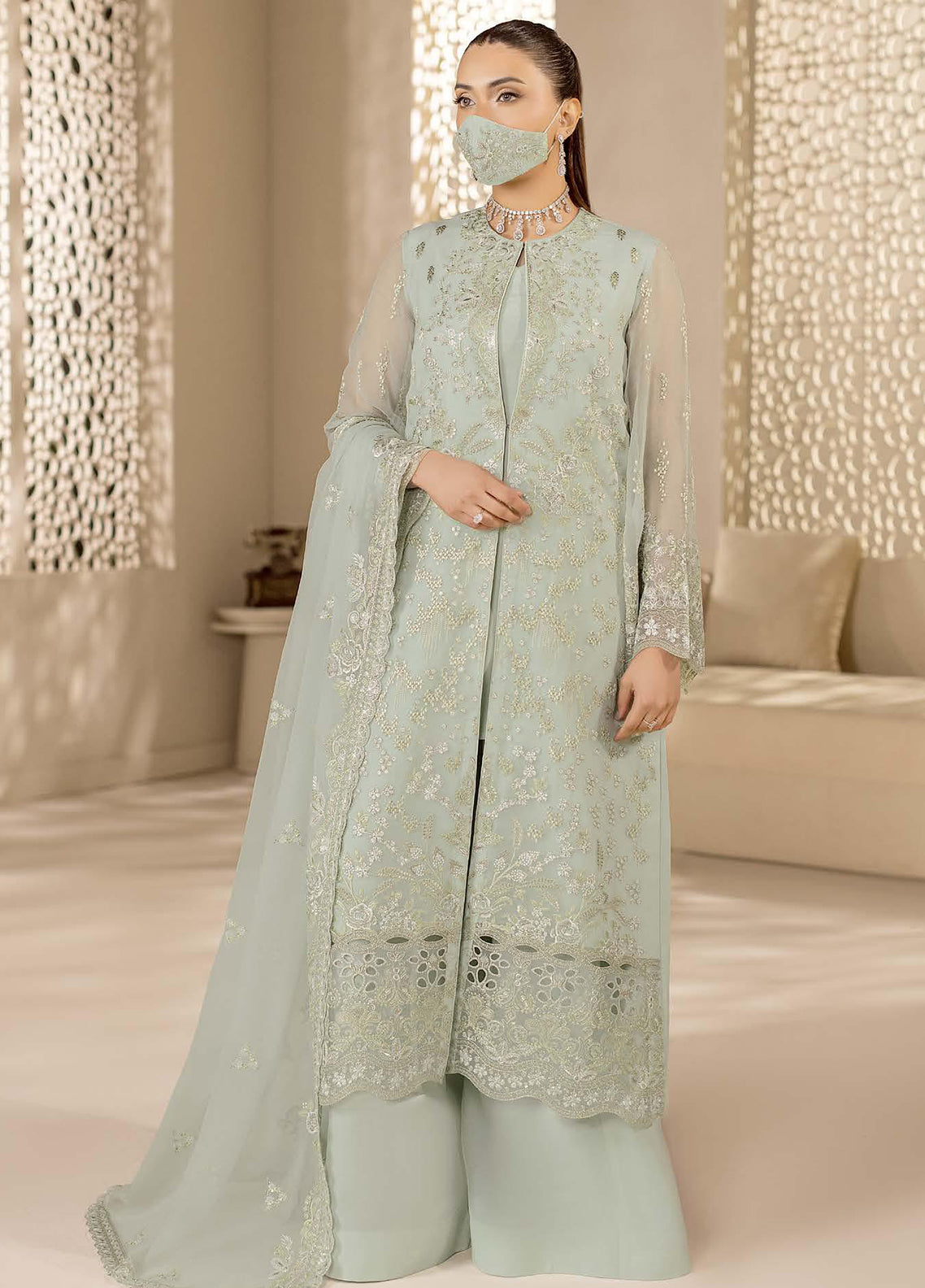 Zeenat By Flossie Kuch Khas Embroidered Chiffon 3 Piece Unstitched Suit FL26NV17 D-ZE-101