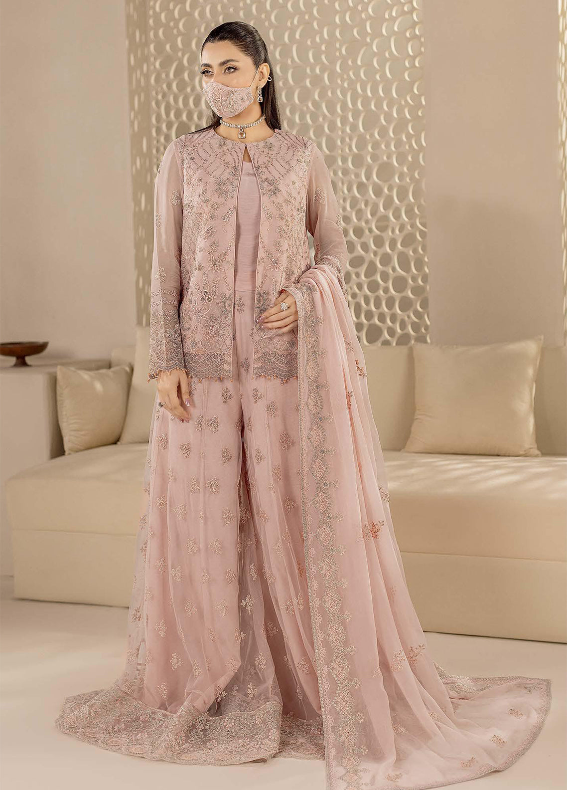 Zeenat By Flossie Kuch Khas Embroidered Chiffon 3 Piece Unstitched Suit FL26NV17 D-ZE-105